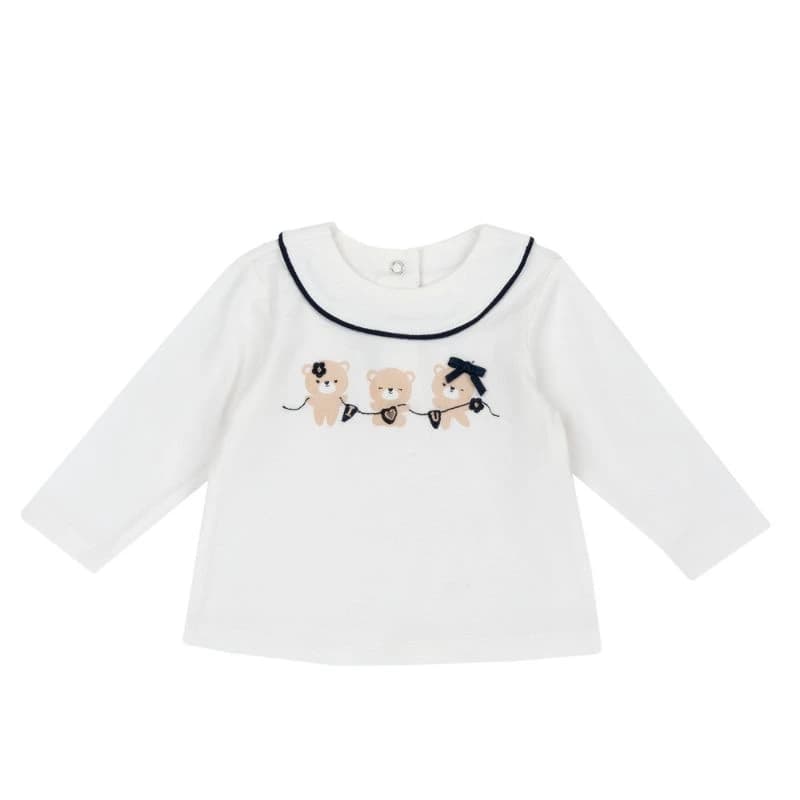 CHICCO ΜΠΛΟΥΖΑ ΜΑΚΡΥ ΜΑΝΙΚΙ ΛΕΥΚΗ ΜΕ ΑΡΚΟΥΔΑΚΙΑ 100525